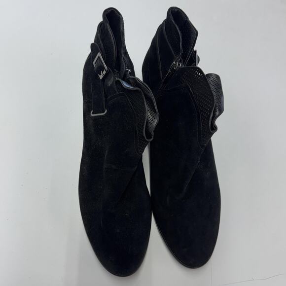 Vince Camuto Boots Womens Size 12 Black Suede Ankle Zip Harness Western PANTHEA - Picture 3 of 10